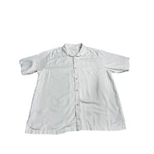 Tommy Bahama Original Fit Mens Silk Blend Short Sleeve Button Down Shirt Cream L